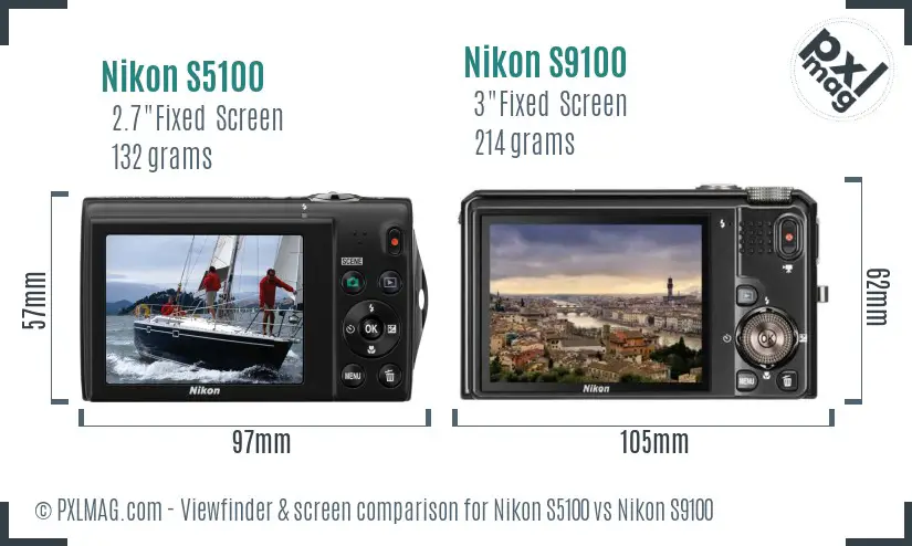 Nikon S5100 vs Nikon S9100 Screen and Viewfinder comparison