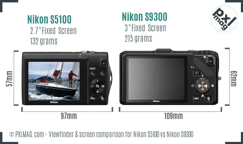 Nikon S5100 vs Nikon S9300 Screen and Viewfinder comparison