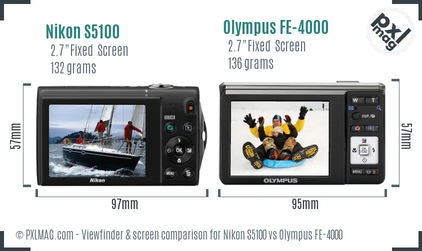 Nikon S5100 vs Olympus FE-4000 Screen and Viewfinder comparison Nikon S5100 vs Olympus FE-4000 Screen and Viewfinder comparison