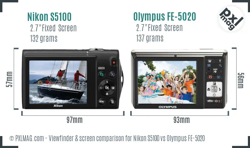 Nikon S5100 vs Olympus FE-5020 Screen and Viewfinder comparison Nikon S5100 vs Olympus FE-5020 Screen and Viewfinder comparison