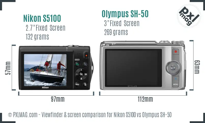 Nikon S5100 vs Olympus SH-50 Screen and Viewfinder comparison Nikon S5100 vs Olympus SH-50 Screen and Viewfinder comparison