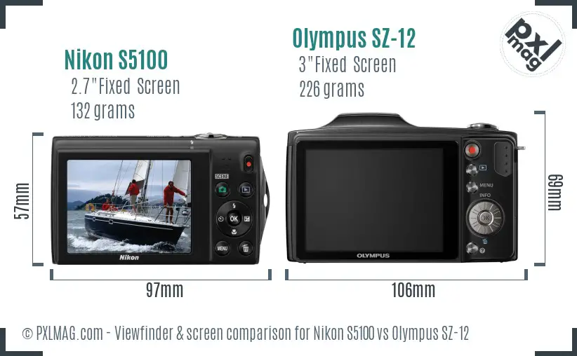 Nikon S5100 vs Olympus SZ-12 Screen and Viewfinder comparison Nikon S5100 vs Olympus SZ-12 Screen and Viewfinder comparison