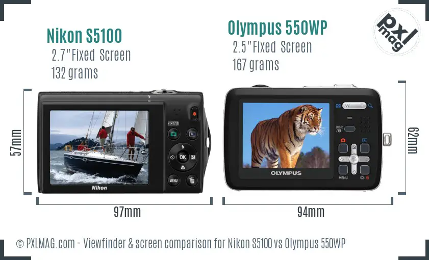 Nikon S5100 vs Olympus 550WP Screen and Viewfinder comparison Nikon S5100 vs Olympus 550WP Screen and Viewfinder comparison