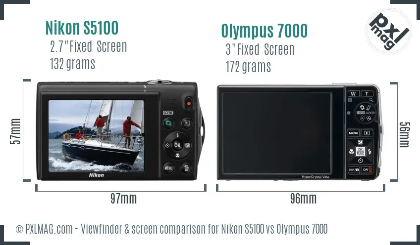 Nikon S5100 vs Olympus 7000 Screen and Viewfinder comparison Nikon S5100 vs Olympus 7000 Screen and Viewfinder comparison