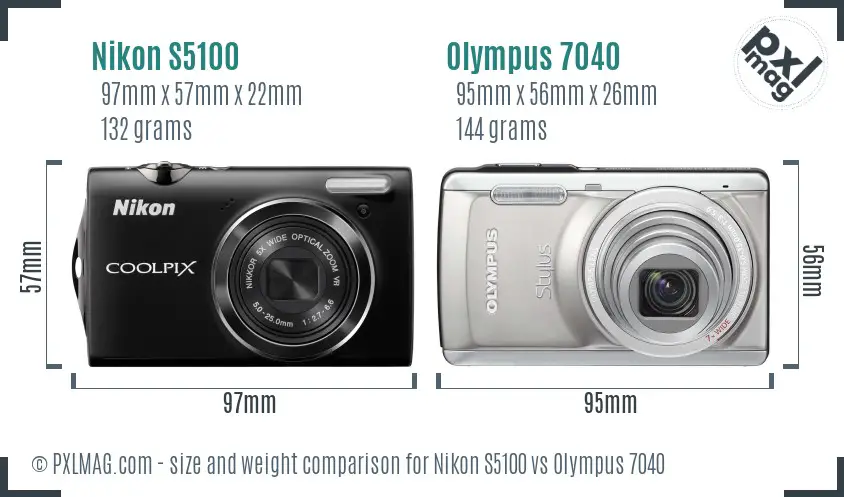 Nikon S5100 vs Olympus 7040 size comparison