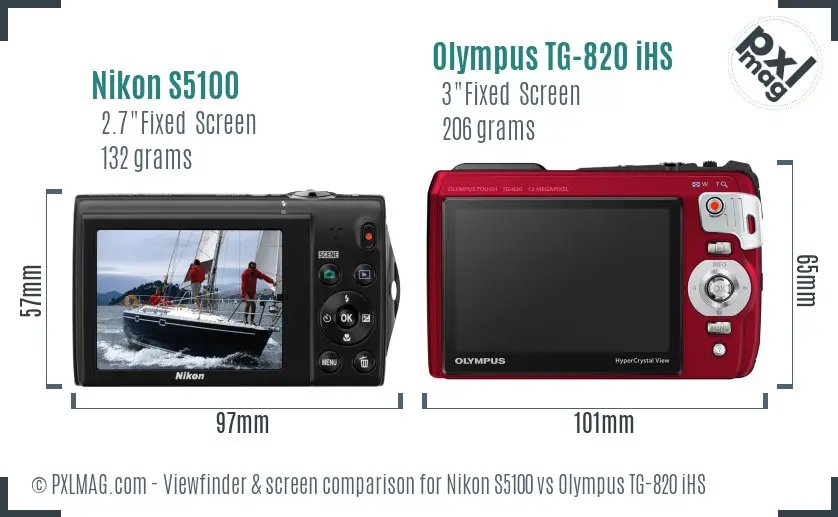 Nikon S5100 vs Olympus TG-820 iHS Screen and Viewfinder comparison Nikon S5100 vs Olympus TG-820 iHS Screen and Viewfinder comparison