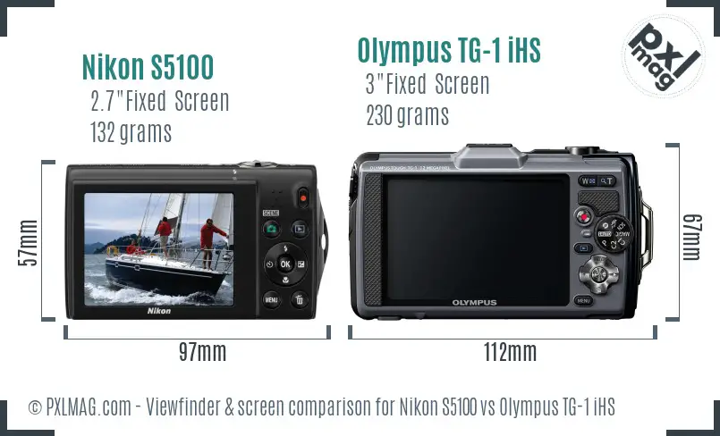 Nikon S5100 vs Olympus TG-1 iHS Screen and Viewfinder comparison