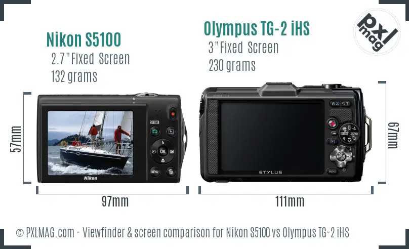 Nikon S5100 vs Olympus TG-2 iHS Screen and Viewfinder comparison