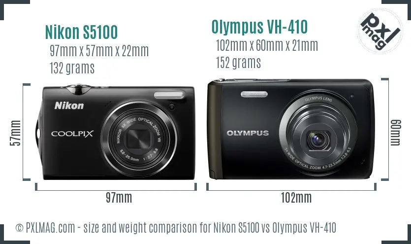 Nikon S5100 vs Olympus VH-410 size comparison Nikon S5100 vs Olympus VH-410 size comparison