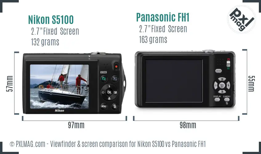 Nikon S5100 vs Panasonic FH1 Screen and Viewfinder comparison