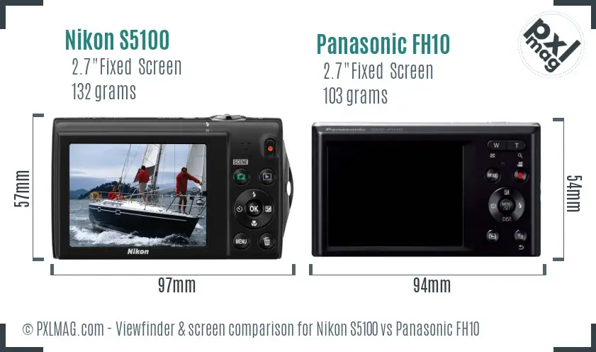 Nikon S5100 vs Panasonic FH10 Screen and Viewfinder comparison