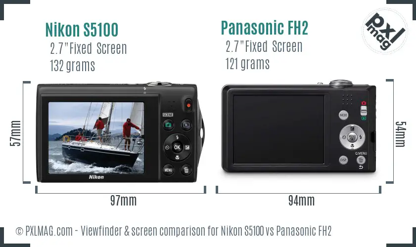 Nikon S5100 vs Panasonic FH2 Screen and Viewfinder comparison