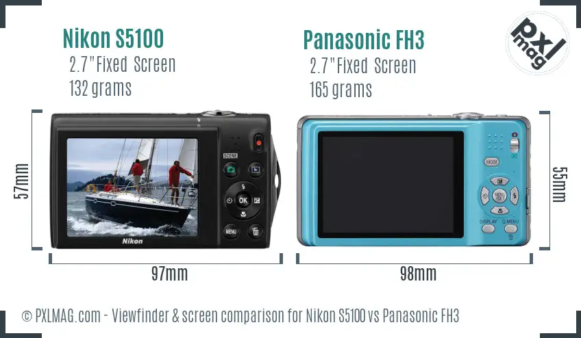 Nikon S5100 vs Panasonic FH3 Screen and Viewfinder comparison Nikon S5100 vs Panasonic FH3 Screen and Viewfinder comparison