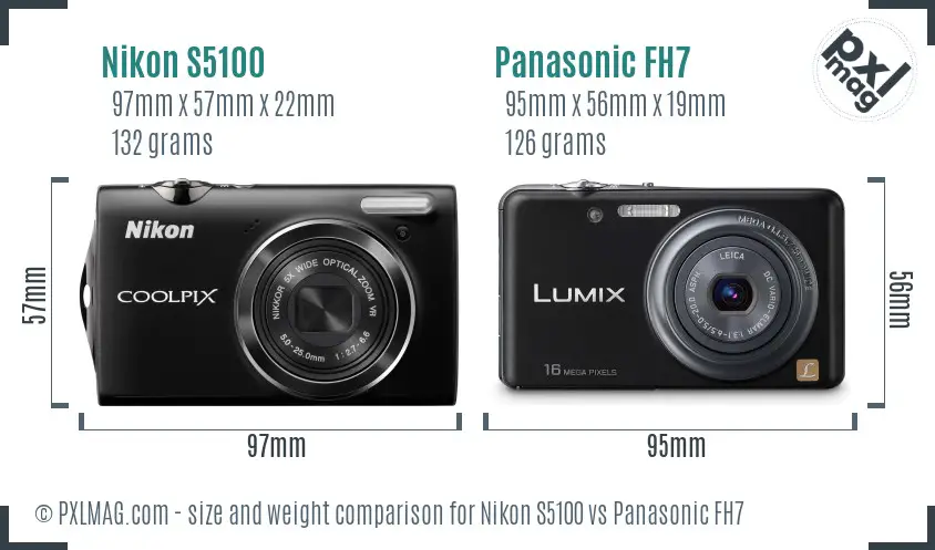 Nikon S5100 vs Panasonic FH7 size comparison