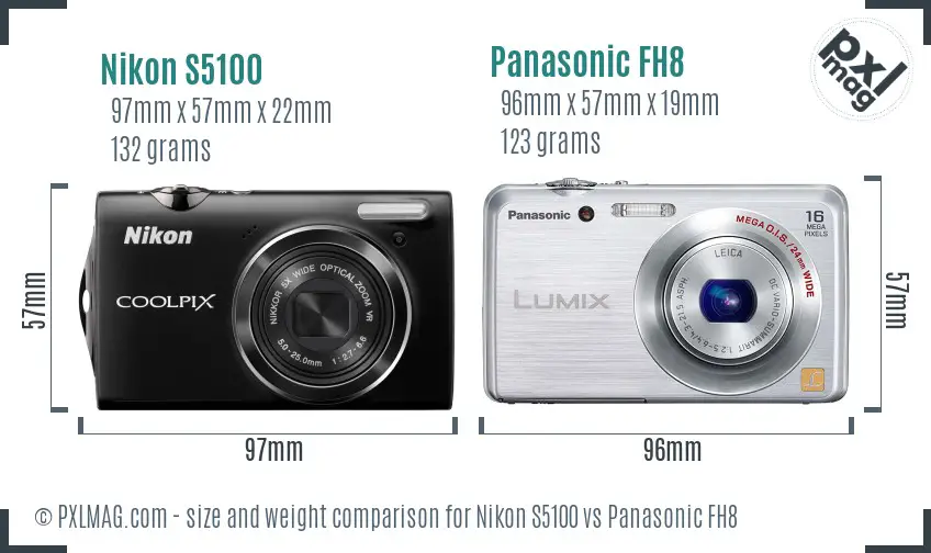 Nikon S5100 vs Panasonic FH8 size comparison Nikon S5100 vs Panasonic FH8 size comparison