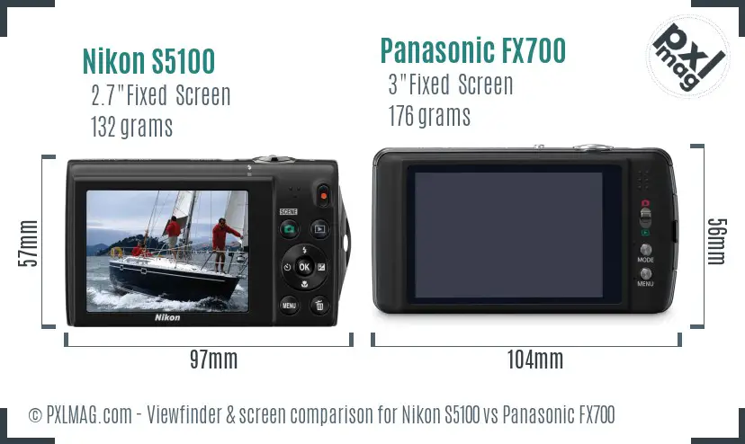Nikon S5100 vs Panasonic FX700 Screen and Viewfinder comparison Nikon S5100 vs Panasonic FX700 Screen and Viewfinder comparison