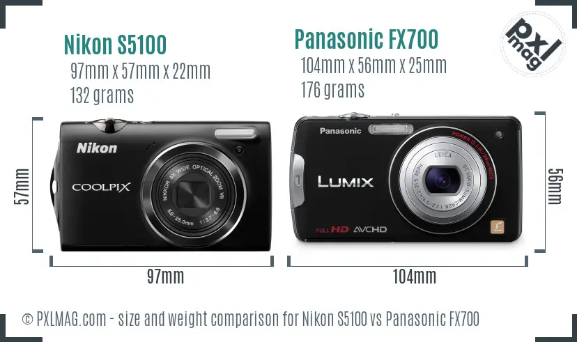 Nikon S5100 vs Panasonic FX700 size comparison Nikon S5100 vs Panasonic FX700 size comparison