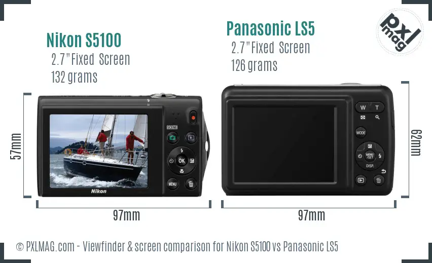 Nikon S5100 vs Panasonic LS5 Screen and Viewfinder comparison