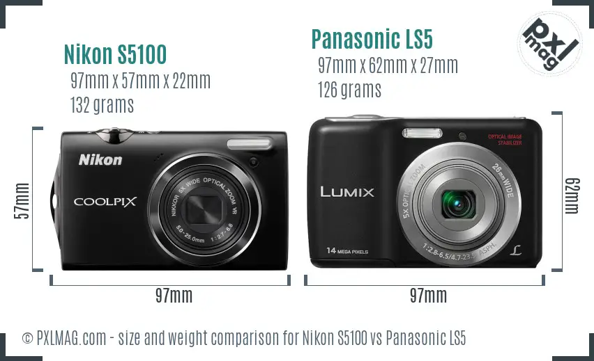Nikon S5100 vs Panasonic LS5 size comparison