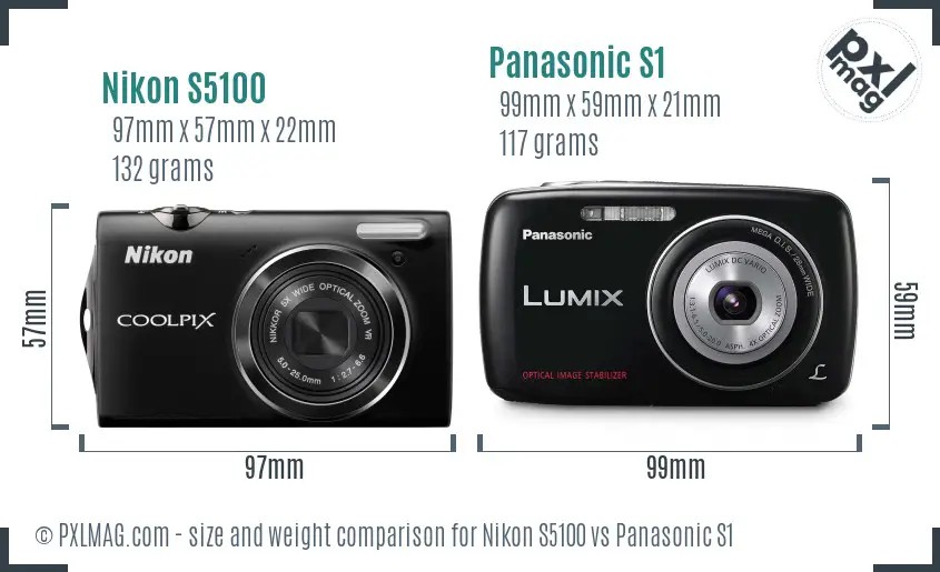 Nikon S5100 vs Panasonic S1 size comparison Nikon S5100 vs Panasonic S1 size comparison