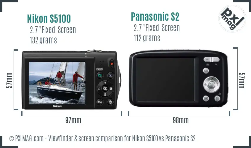 Nikon S5100 vs Panasonic S2 Screen and Viewfinder comparison