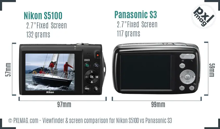 Nikon S5100 vs Panasonic S3 Screen and Viewfinder comparison