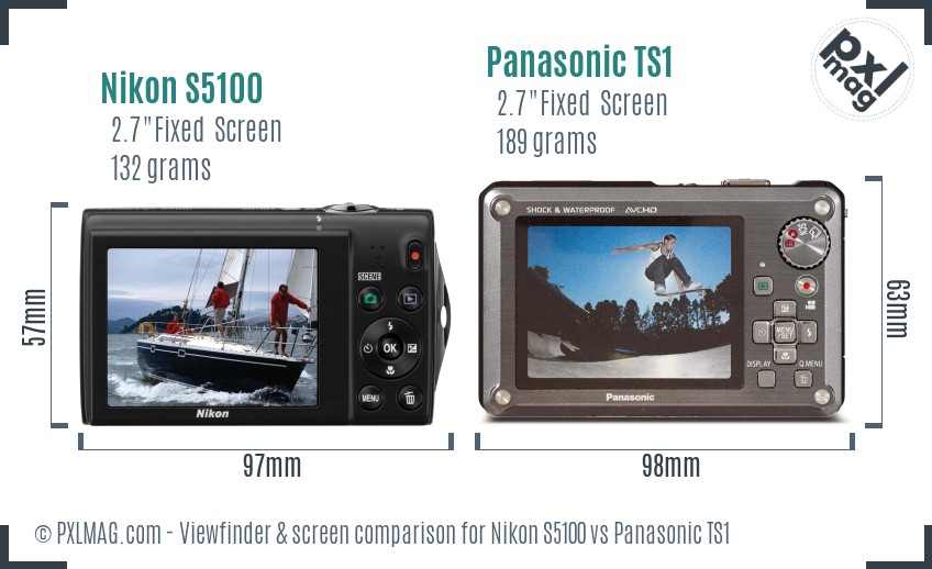 Nikon S5100 vs Panasonic TS1 Screen and Viewfinder comparison