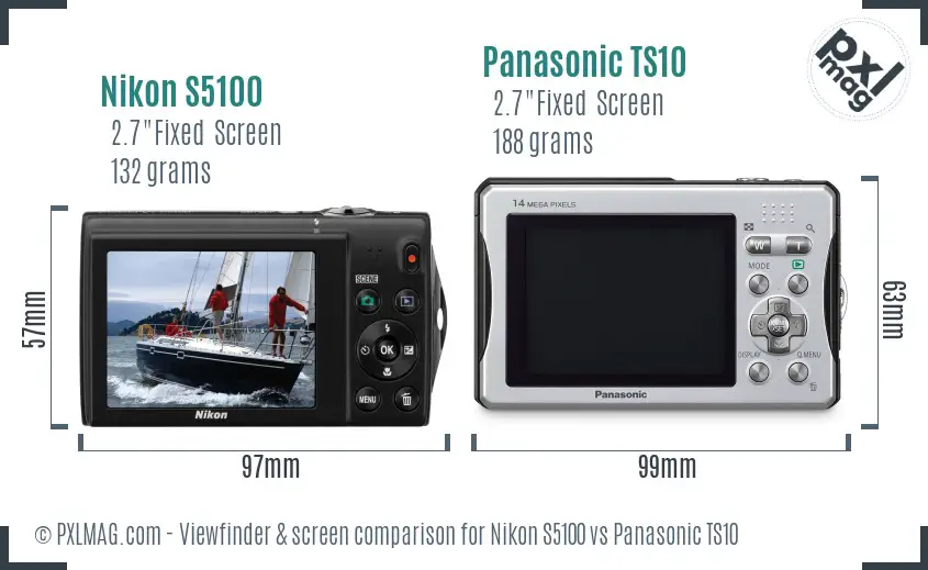 Nikon S5100 vs Panasonic TS10 Screen and Viewfinder comparison