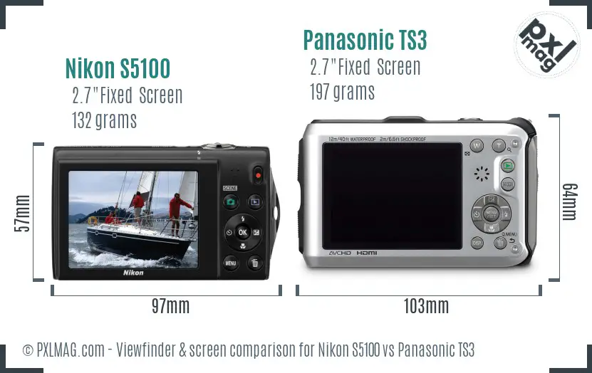 Nikon S5100 vs Panasonic TS3 Screen and Viewfinder comparison Nikon S5100 vs Panasonic TS3 Screen and Viewfinder comparison