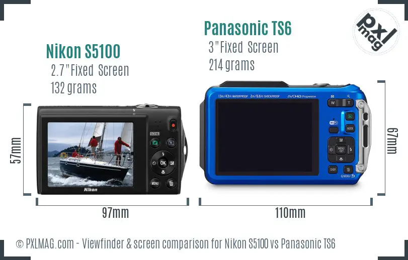Nikon S5100 vs Panasonic TS6 Screen and Viewfinder comparison