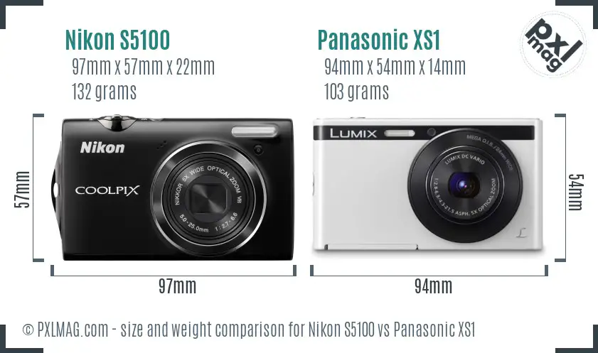 Nikon S5100 vs Panasonic XS1 size comparison Nikon S5100 vs Panasonic XS1 size comparison
