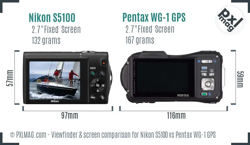 Nikon S5100 vs Pentax WG-1 GPS Screen and Viewfinder comparison Nikon S5100 vs Pentax WG-1 GPS Screen and Viewfinder comparison