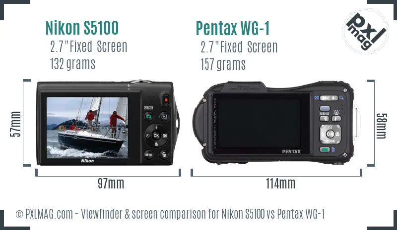 Nikon S5100 vs Pentax WG-1 Screen and Viewfinder comparison