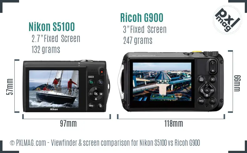 Nikon S5100 vs Ricoh G900 Screen and Viewfinder comparison Nikon S5100 vs Ricoh G900 Screen and Viewfinder comparison