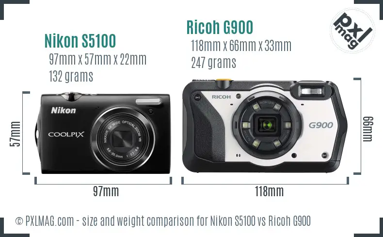 Nikon S5100 vs Ricoh G900 size comparison Nikon S5100 vs Ricoh G900 size comparison