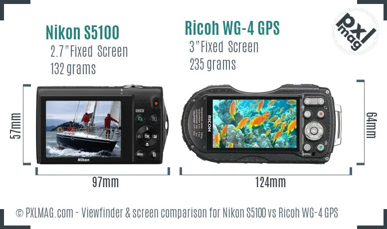 Nikon S5100 vs Ricoh WG-4 GPS Screen and Viewfinder comparison Nikon S5100 vs Ricoh WG-4 GPS Screen and Viewfinder comparison