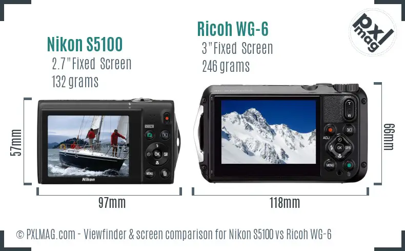 Nikon S5100 vs Ricoh WG-6 Screen and Viewfinder comparison Nikon S5100 vs Ricoh WG-6 Screen and Viewfinder comparison