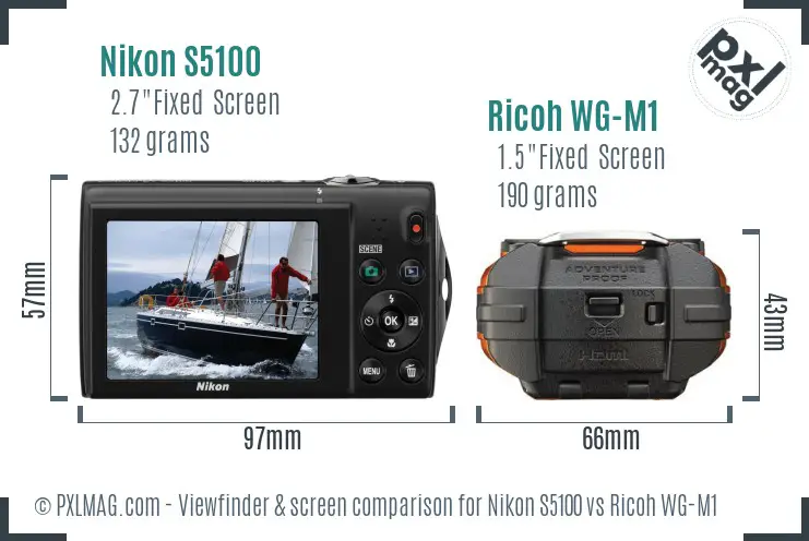 Nikon S5100 vs Ricoh WG-M1 Screen and Viewfinder comparison Nikon S5100 vs Ricoh WG-M1 Screen and Viewfinder comparison