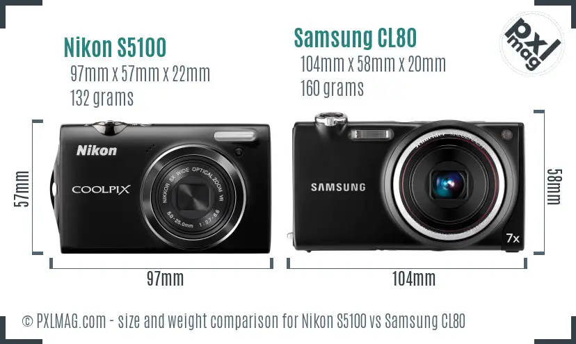 Nikon S5100 vs Samsung CL80 size comparison