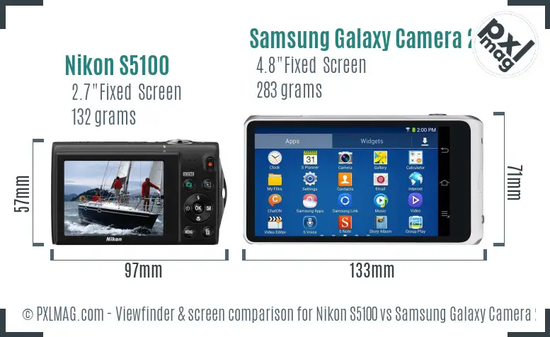 Nikon S5100 vs Samsung Galaxy Camera 2 Screen and Viewfinder comparison