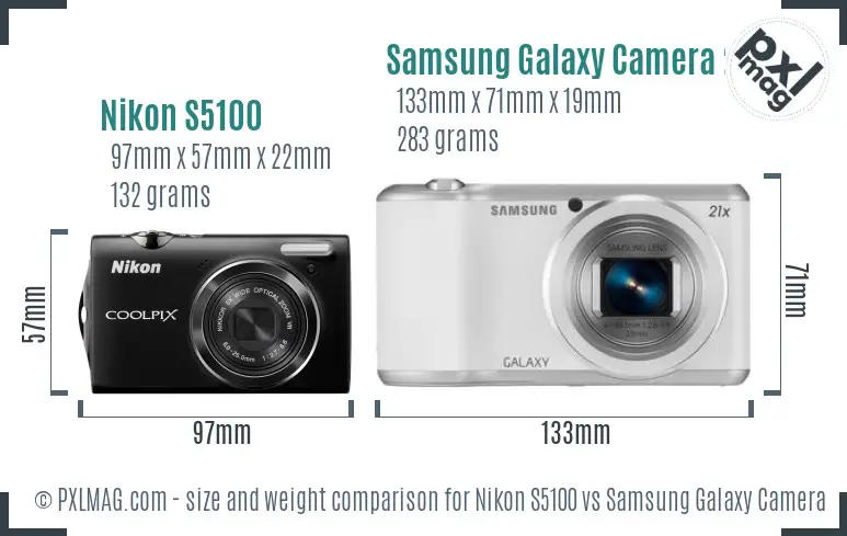 Nikon S5100 vs Samsung Galaxy Camera 2 size comparison