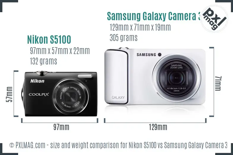 Nikon S5100 vs Samsung Galaxy Camera 3G size comparison Nikon S5100 vs Samsung Galaxy Camera 3G size comparison