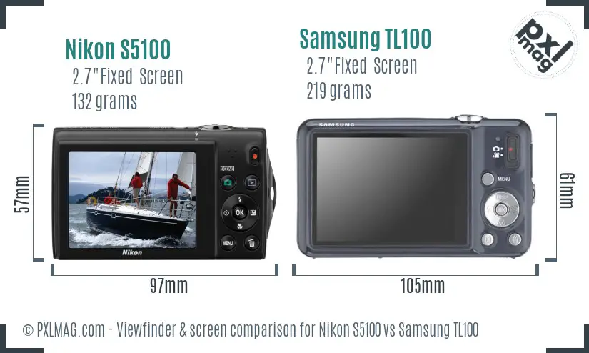 Nikon S5100 vs Samsung TL100 Screen and Viewfinder comparison