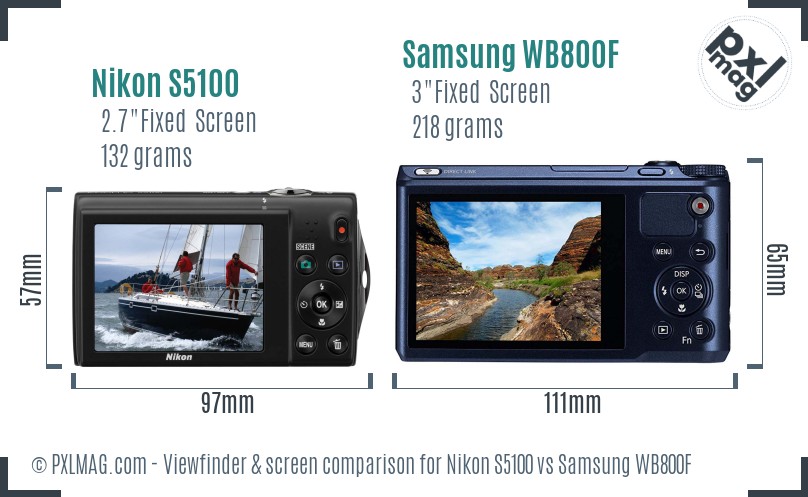 Nikon S5100 vs Samsung WB800F Screen and Viewfinder comparison