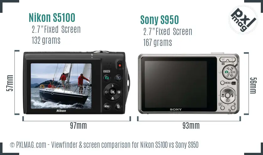 Nikon S5100 vs Sony S950 Screen and Viewfinder comparison