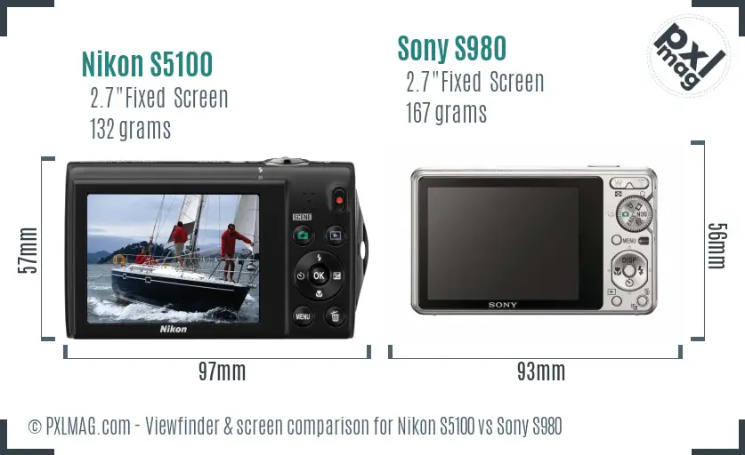 Nikon S5100 vs Sony S980 Screen and Viewfinder comparison Nikon S5100 vs Sony S980 Screen and Viewfinder comparison