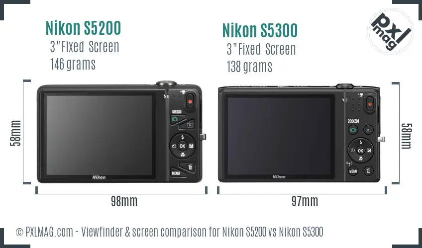 Nikon S5200 vs Nikon S5300 Screen and Viewfinder comparison