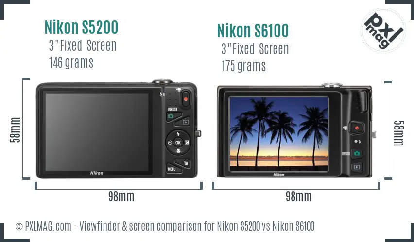 Nikon S5200 vs Nikon S6100 Screen and Viewfinder comparison