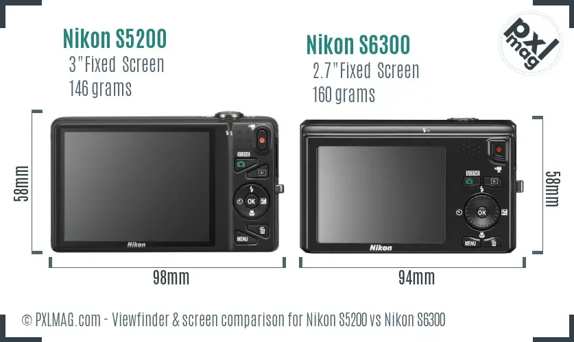 Nikon S5200 vs Nikon S6300 Screen and Viewfinder comparison