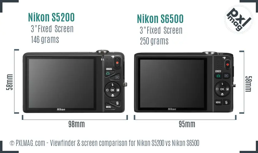 Nikon S5200 vs Nikon S6500 Screen and Viewfinder comparison